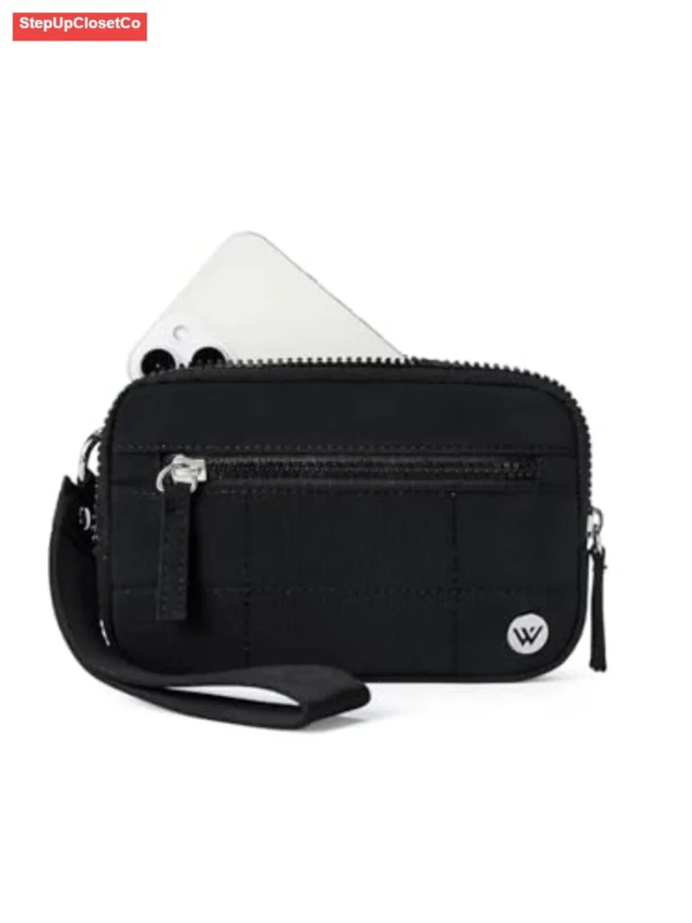 RFID Blocking Quilted Nylon Wristlet Wallet for Women with Card Slots and
